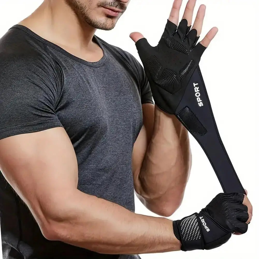 Unisex Half Finger Sports Gloves Polyester Non Slip for Training