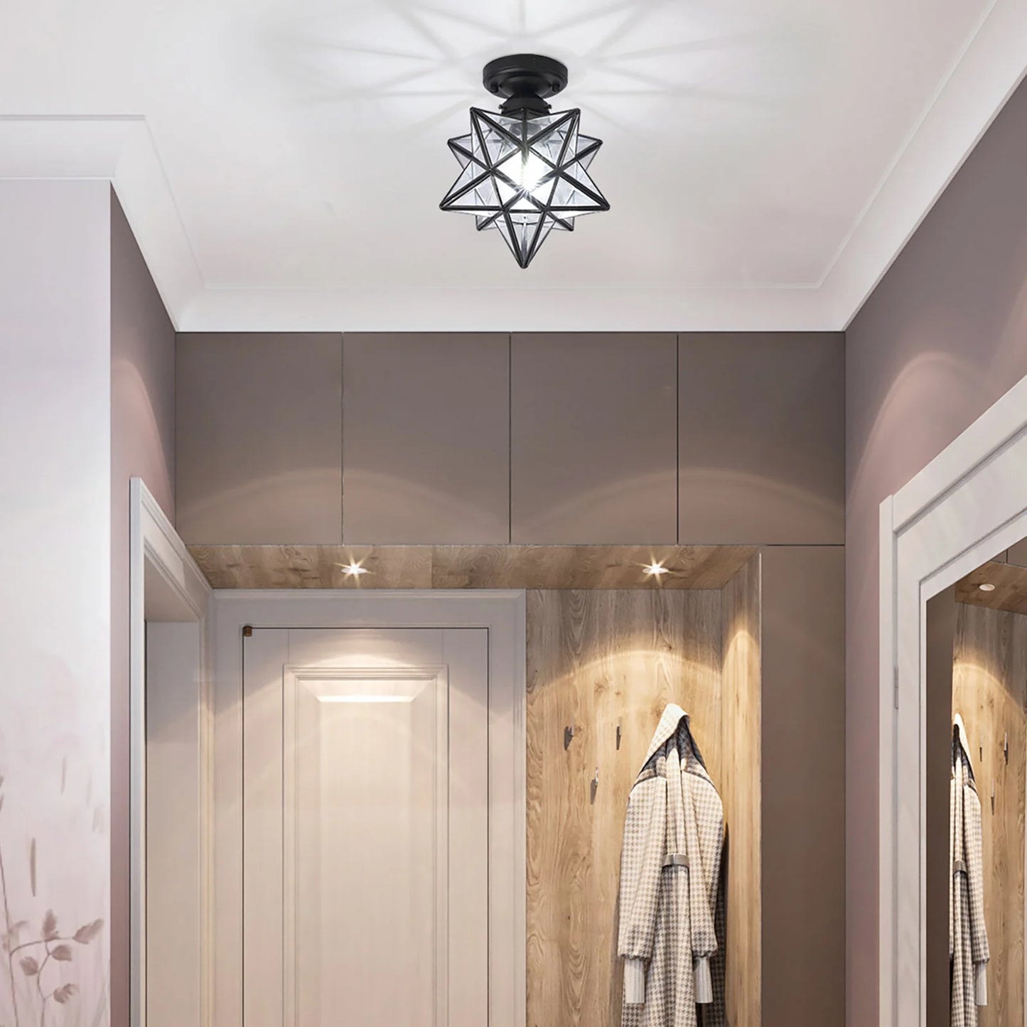 LOYALHEARTDY Star Ceiling Light With Glass Lampshade