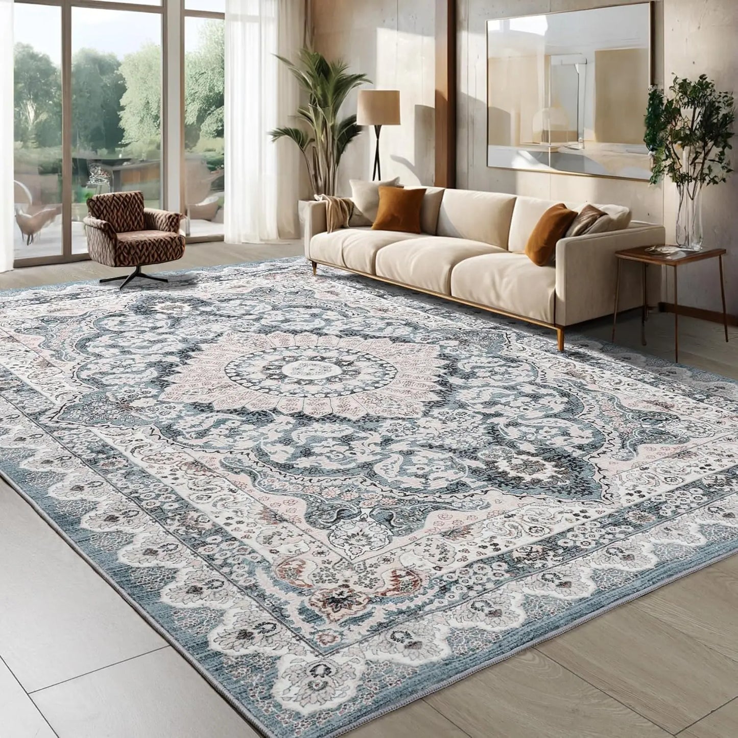 NoahasCN Nonslip Machine Washable Area Rug Living Room