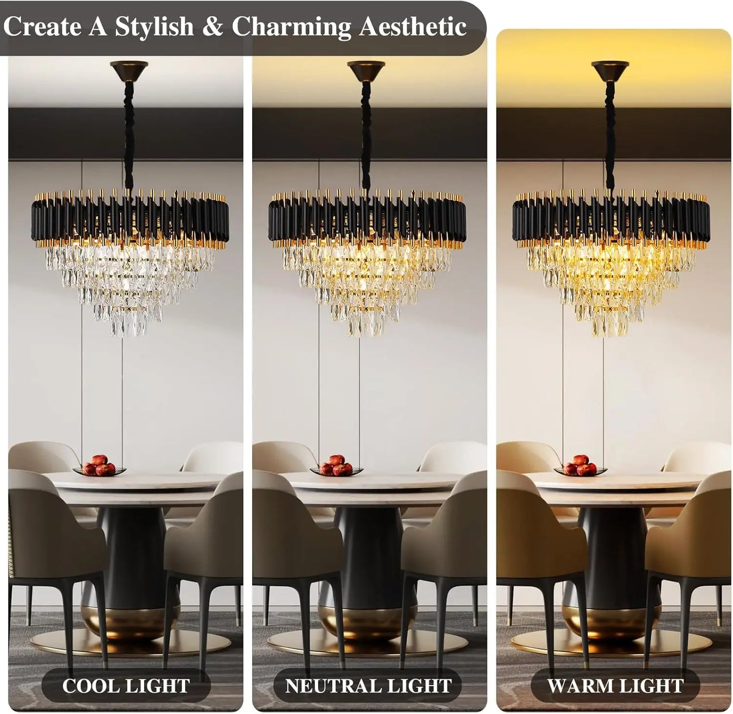 Litake Luxury Crystal Pendant Lights Chandelier For Dining