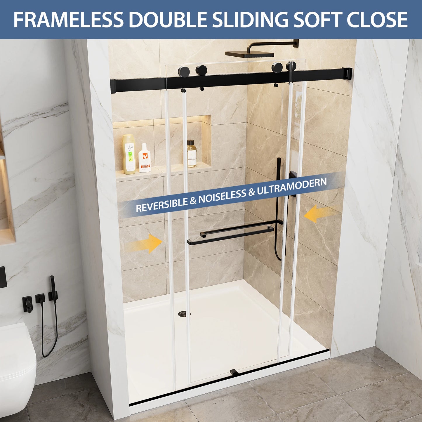 Sh.Kl Frameless Double Sliding Shower Door With Glass