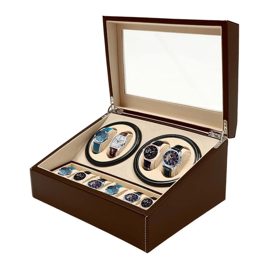 Watch Winder Box for Automatic Mechanical Watches PU Leather
