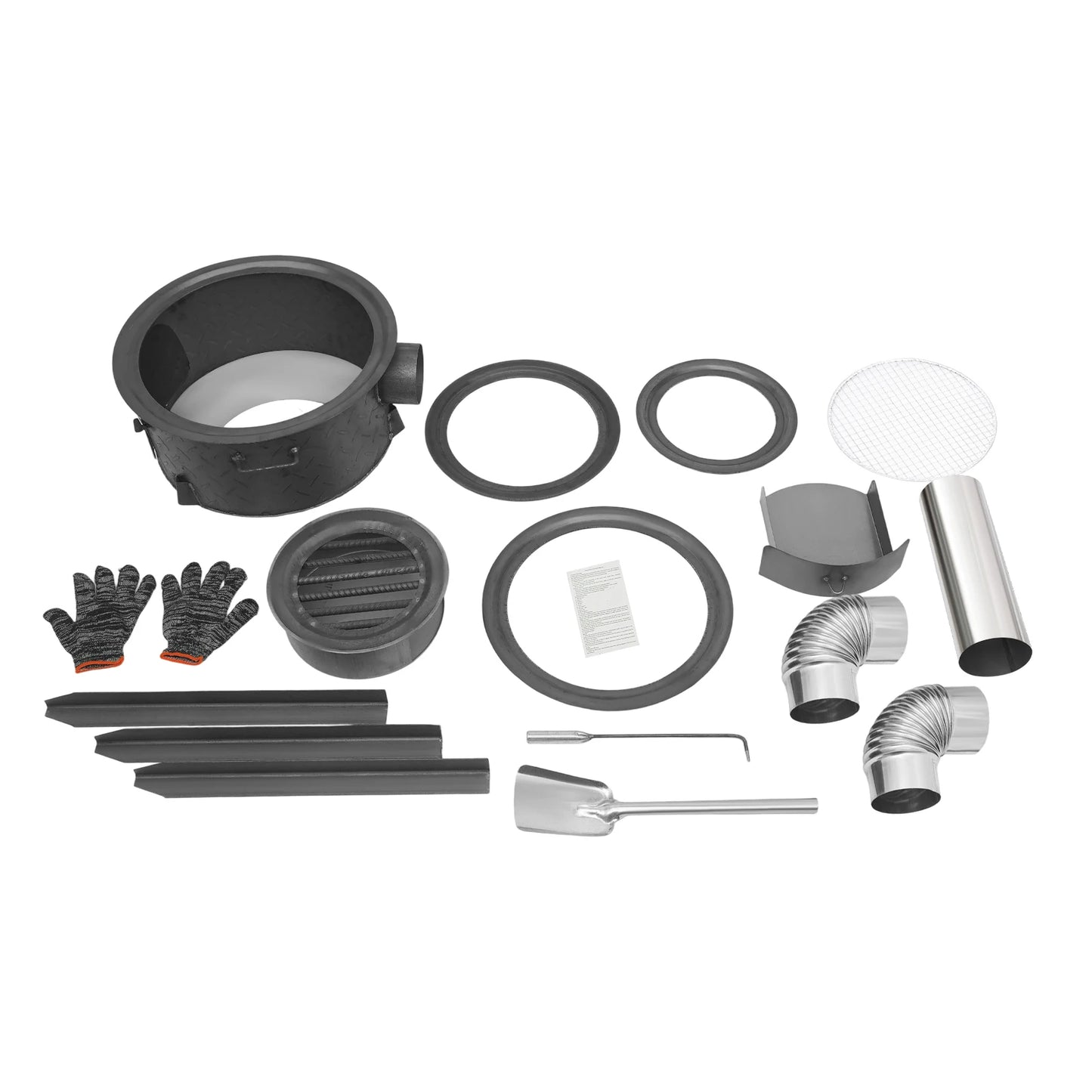 Portable Wood Burning Stove With Three Wok Rings For Outdoor Cooking