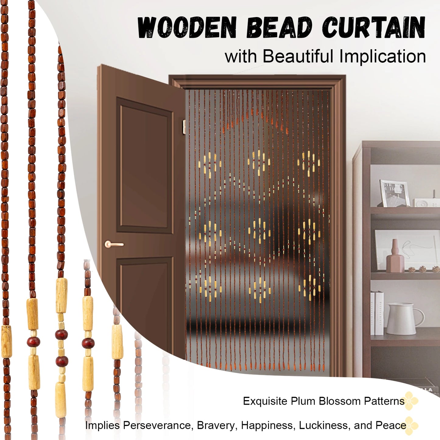 Liaoning Wood And Bamboo Beaded Curtains Door Tassels