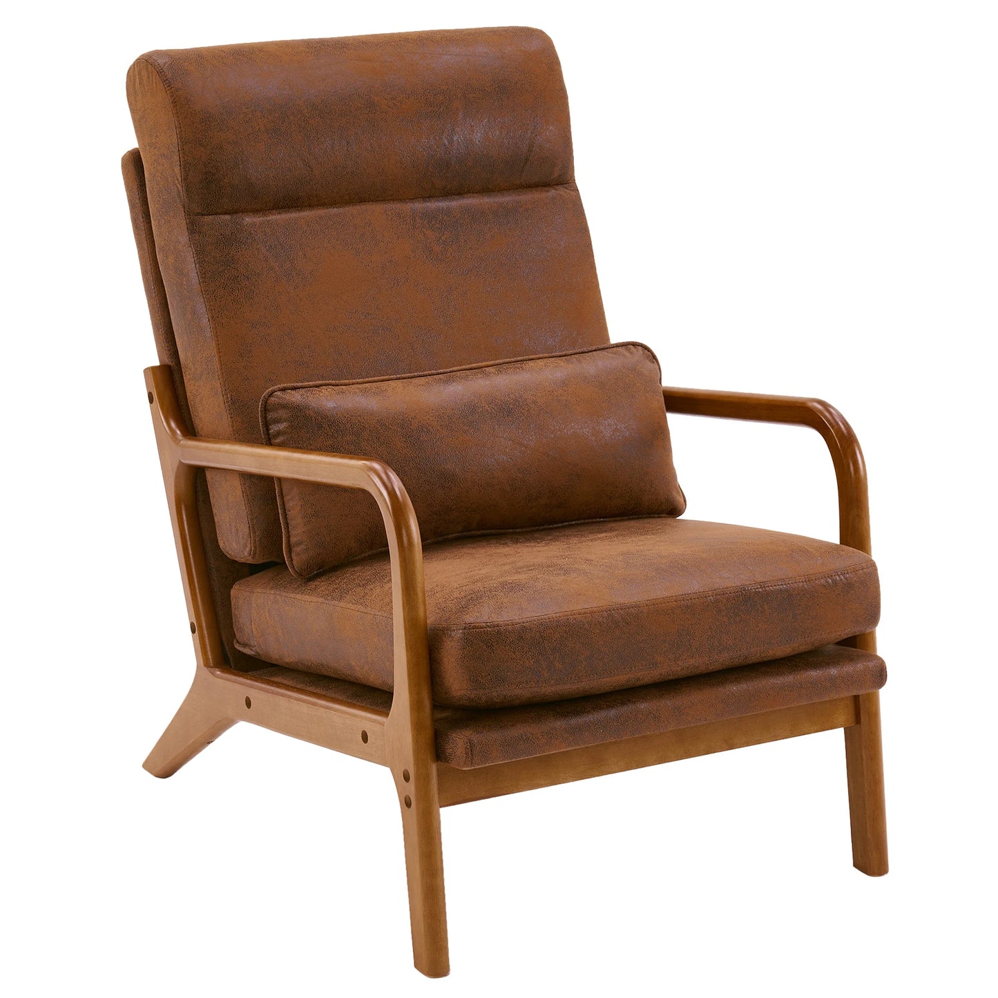 FCH High Back Solid Wood Armchair Iron Frame Bronzing Cloth