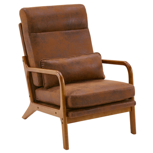 FCH High Back Solid Wood Armchair Iron Frame Bronzing Cloth