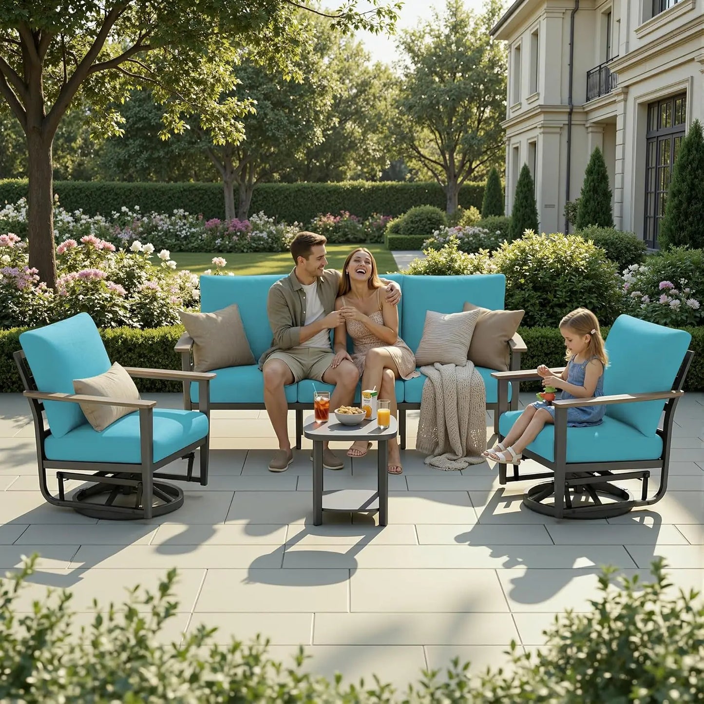 Aluminum Outdoor Patio Conversation Set With Swivel Rocking