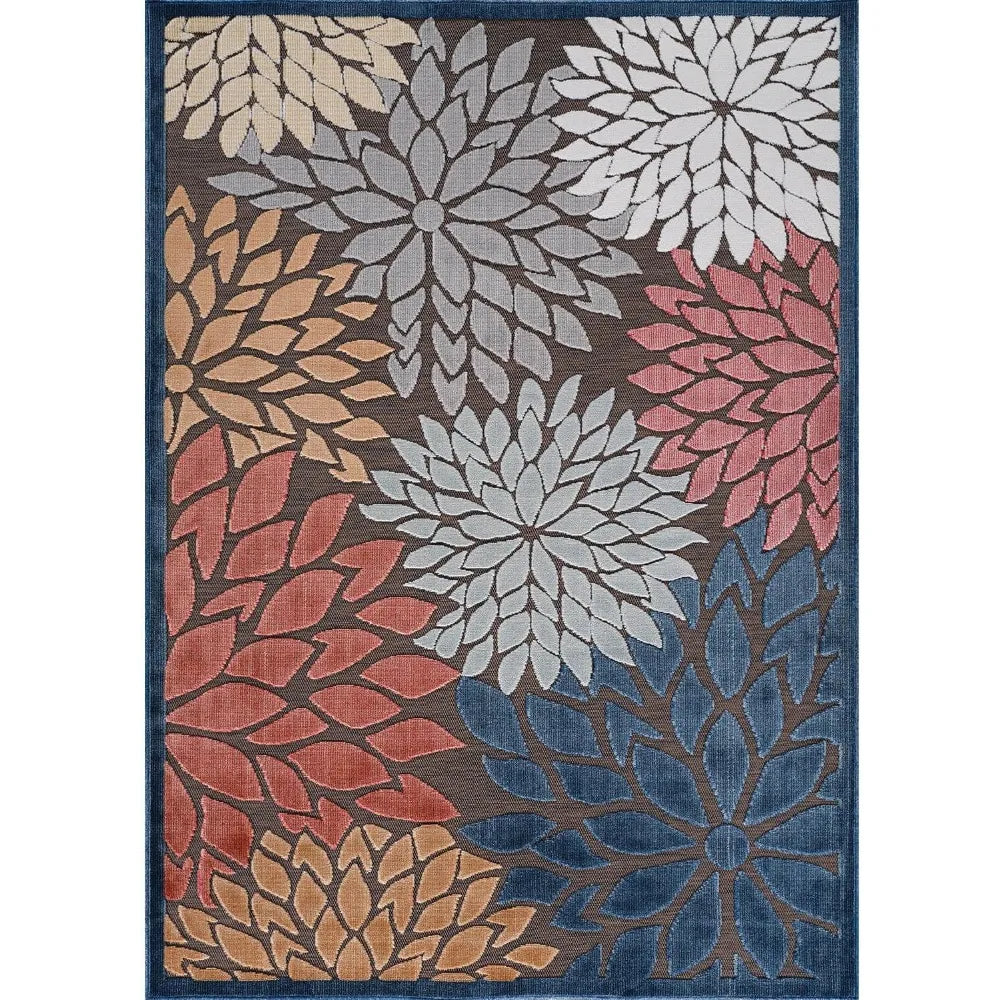 XMSJHignconcerned Outdoor Rug Modern Floral Tropical Patio