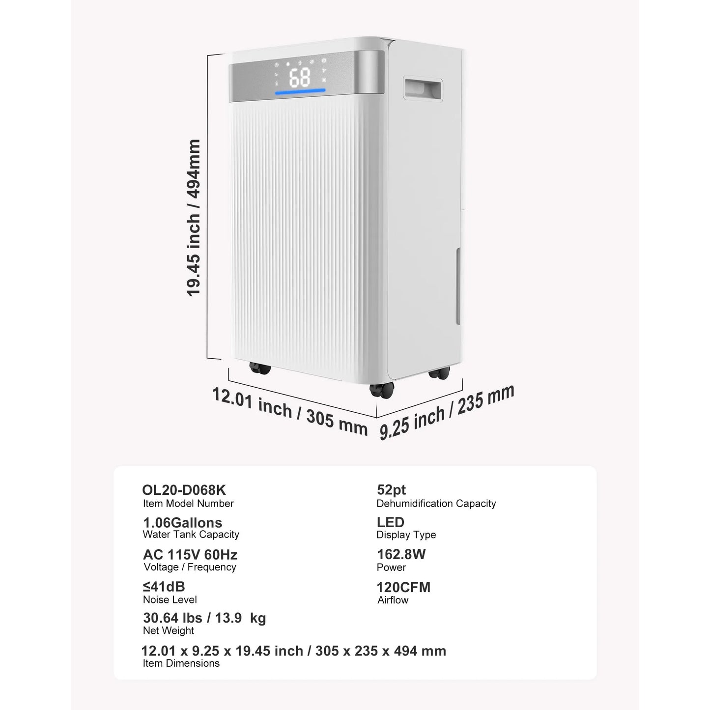 SucceBuy 52 Pint Dehumidifier For Home Basement Smart Humidity Control