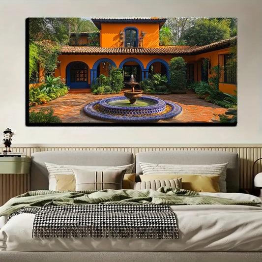 Hign-concerned Mexican Country Wall Decor Mural Pine Frame