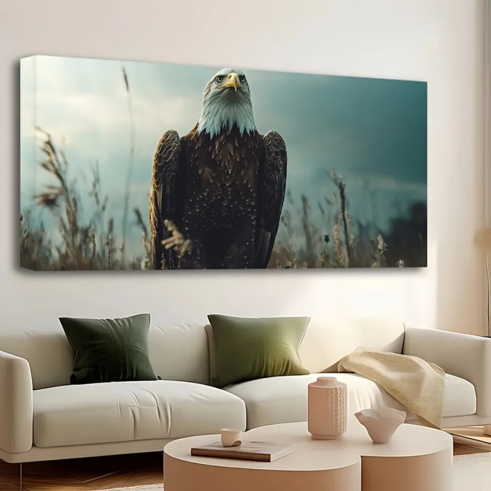 Hign-concerned Pine Solid Wood Frame Eagle Fly Canvas Art