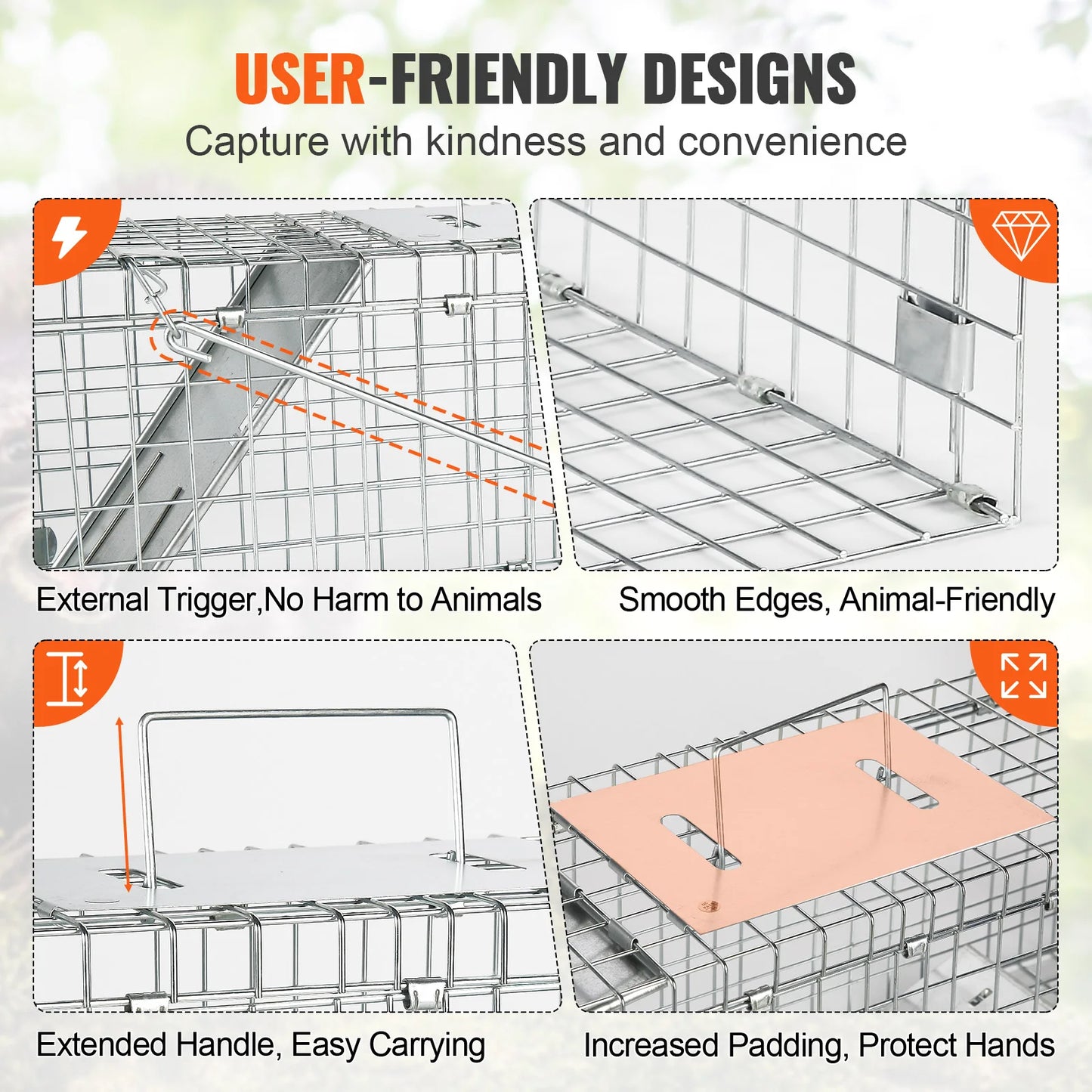 SucceBuy Foldable Live Animal Cage Trap with Handle for Cats
