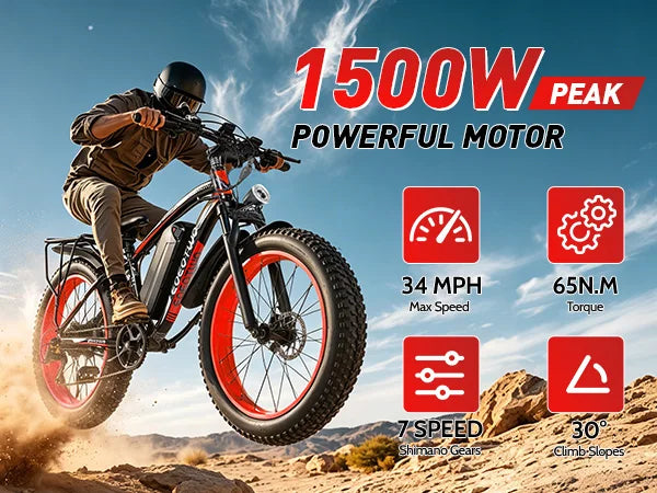 EOEOTWO 1500W Fat Tire Electric Bike For Adults 34MPH