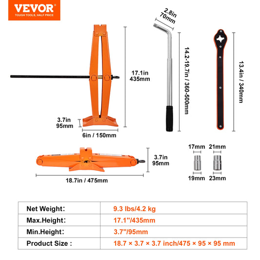 SucceBuy Scissor Jack 2.5 Ton Lift For Cars SUVs Portable