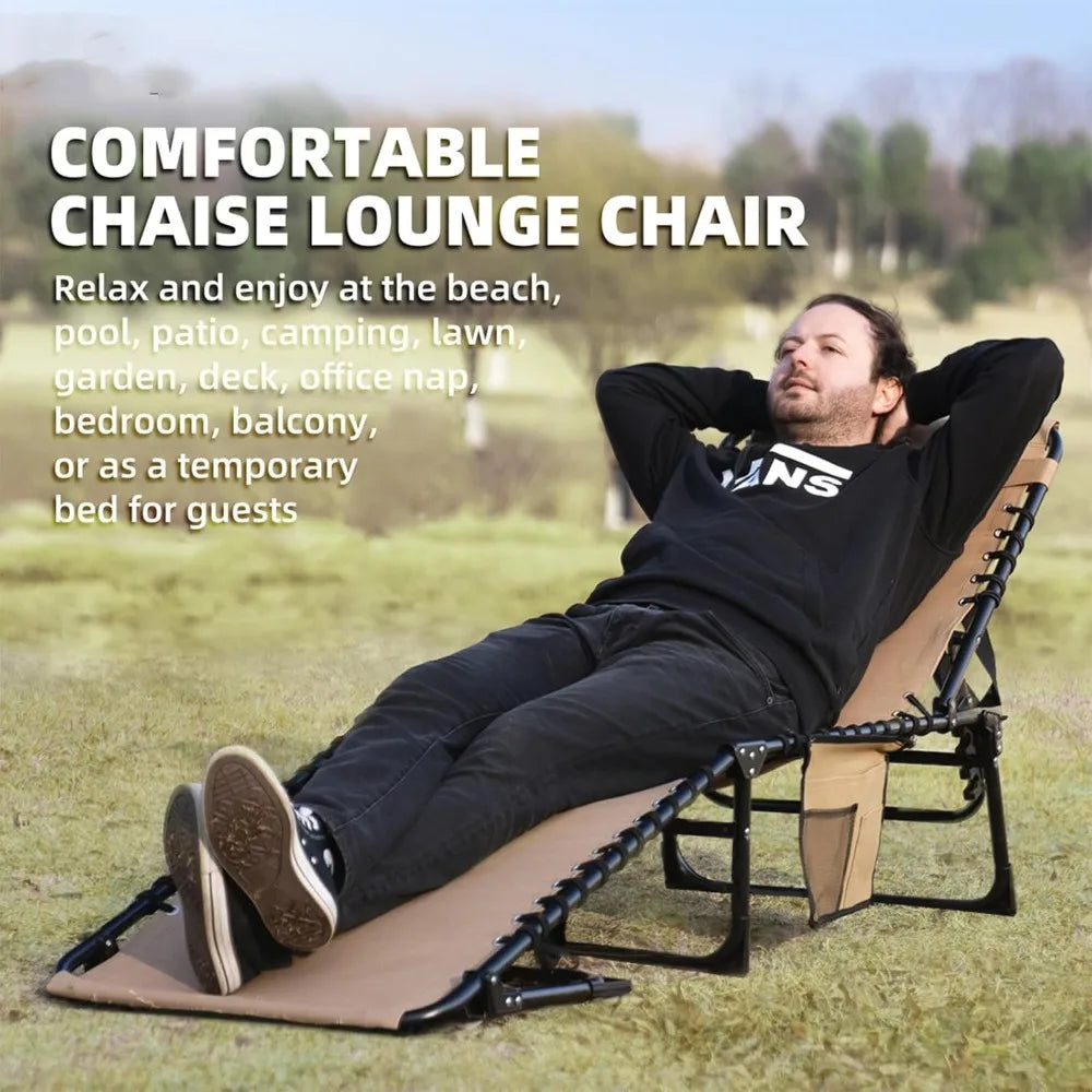 2-Piece Patio Folding Lounge Chairs With Pillow For Outdoor Use