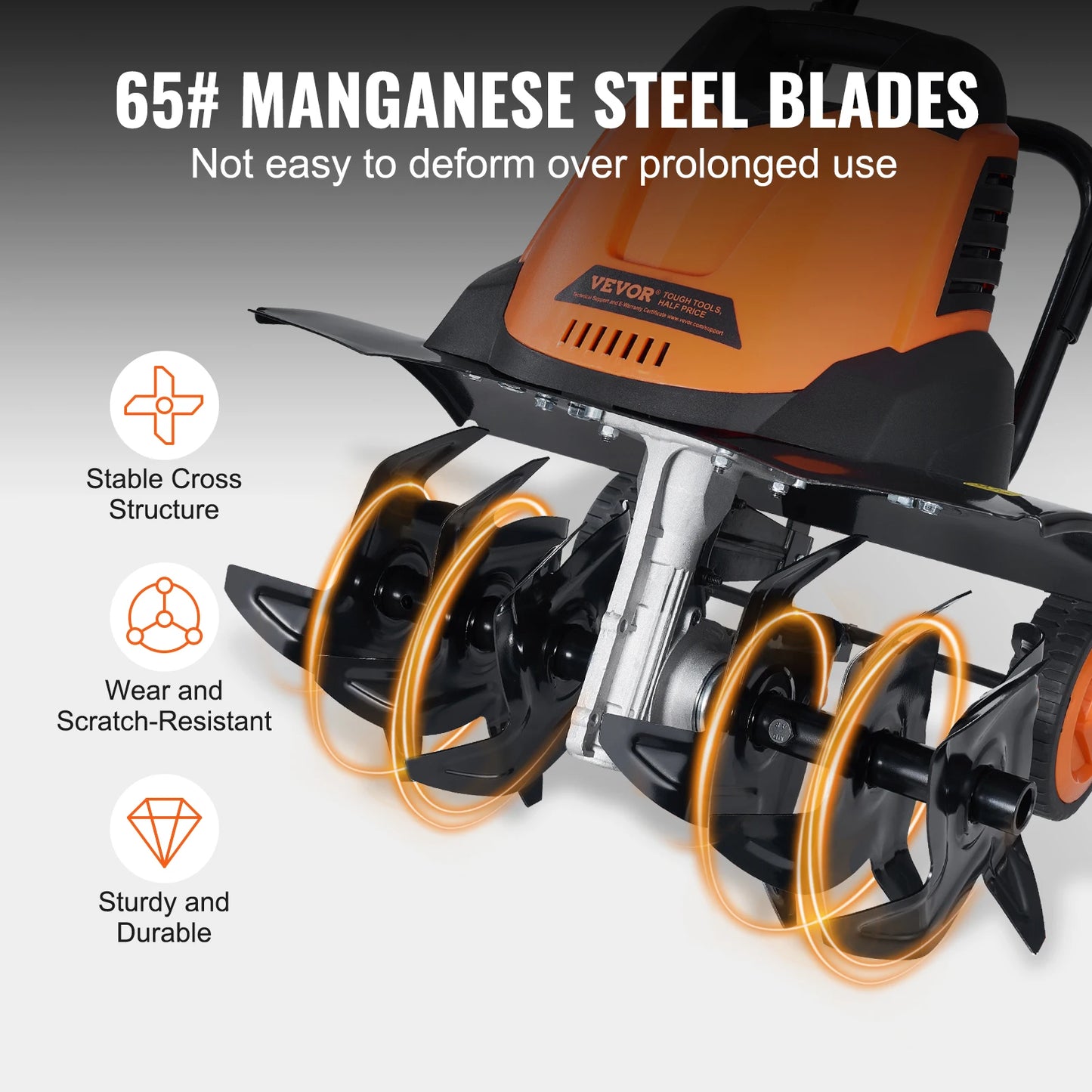 SucceBuy Electric Tiller Cultivator Steel Manganese Tines