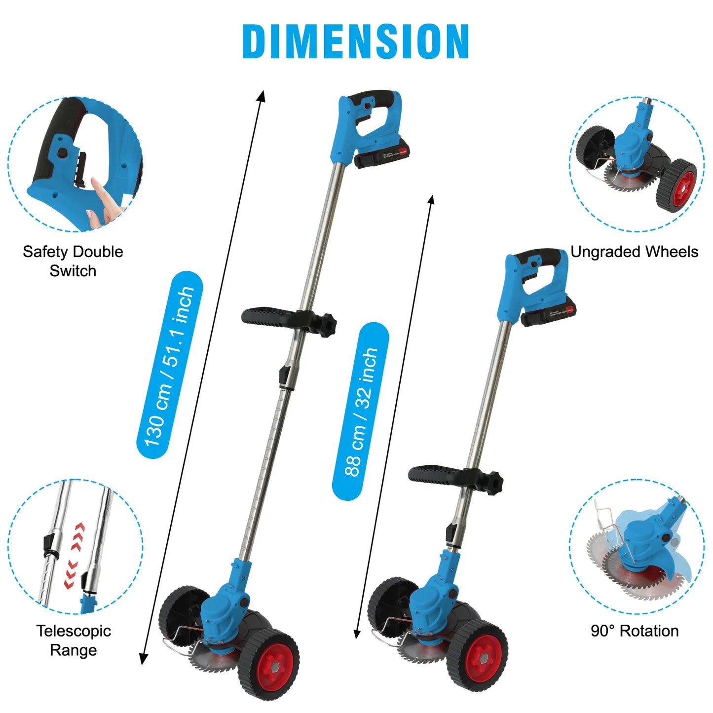 21V Cordless Grass Trimmer 3 In 1 Edger Brush Cutter
