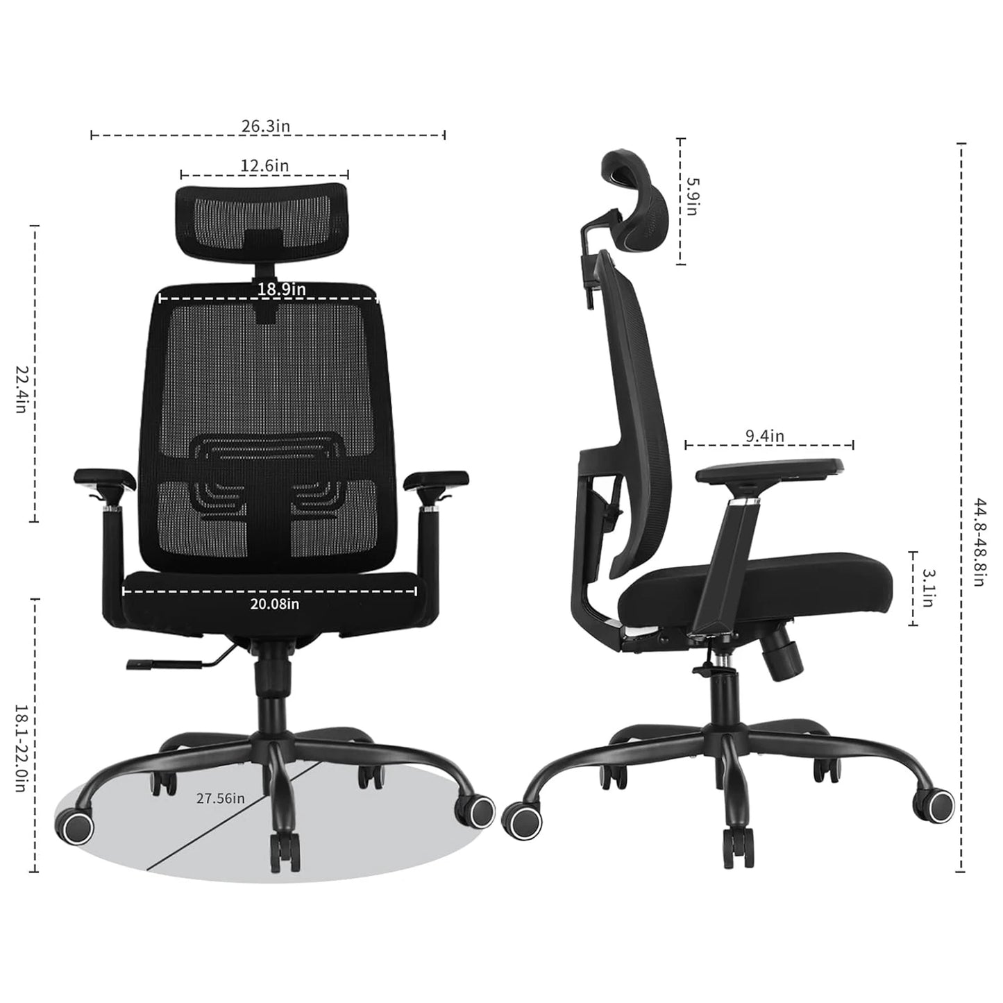 Ergonomic Mesh Adjustable Lumbar Office Chair With 120 Degree Tilt