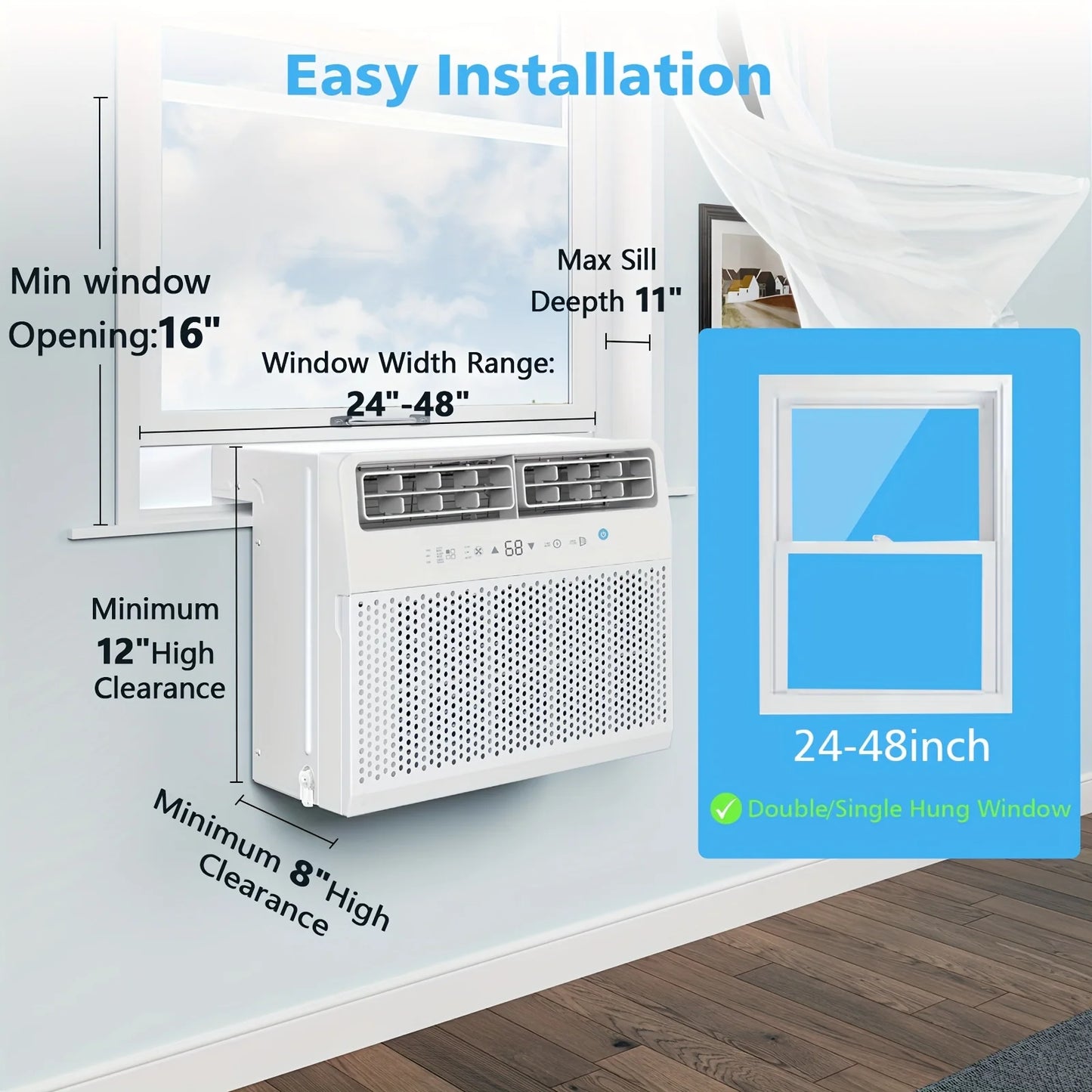 U Shaped Window Air Conditioner With Remote And Energy Saving