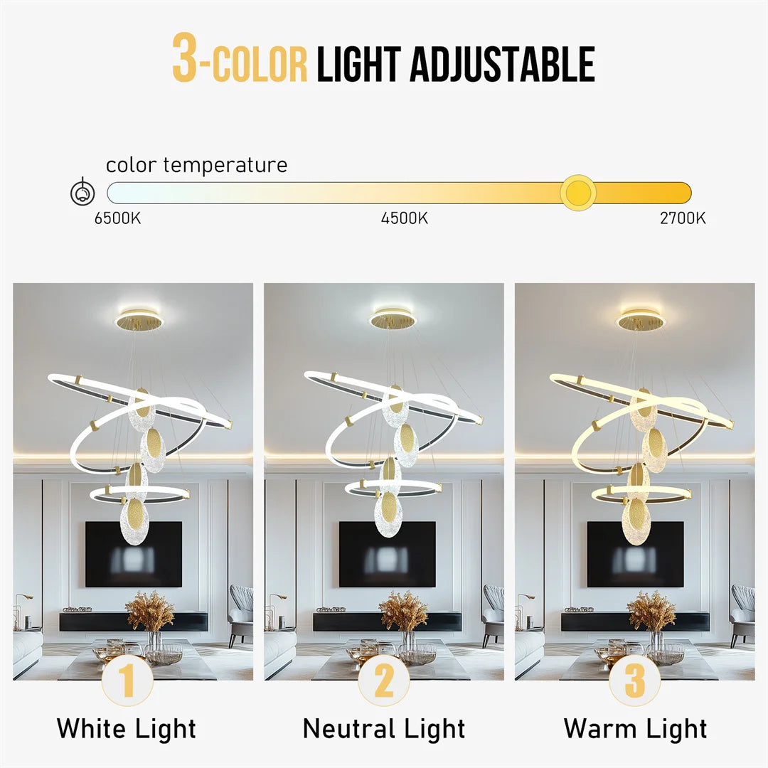 Vrygle LUVODI Three Layer LED Ceiling Chandelier