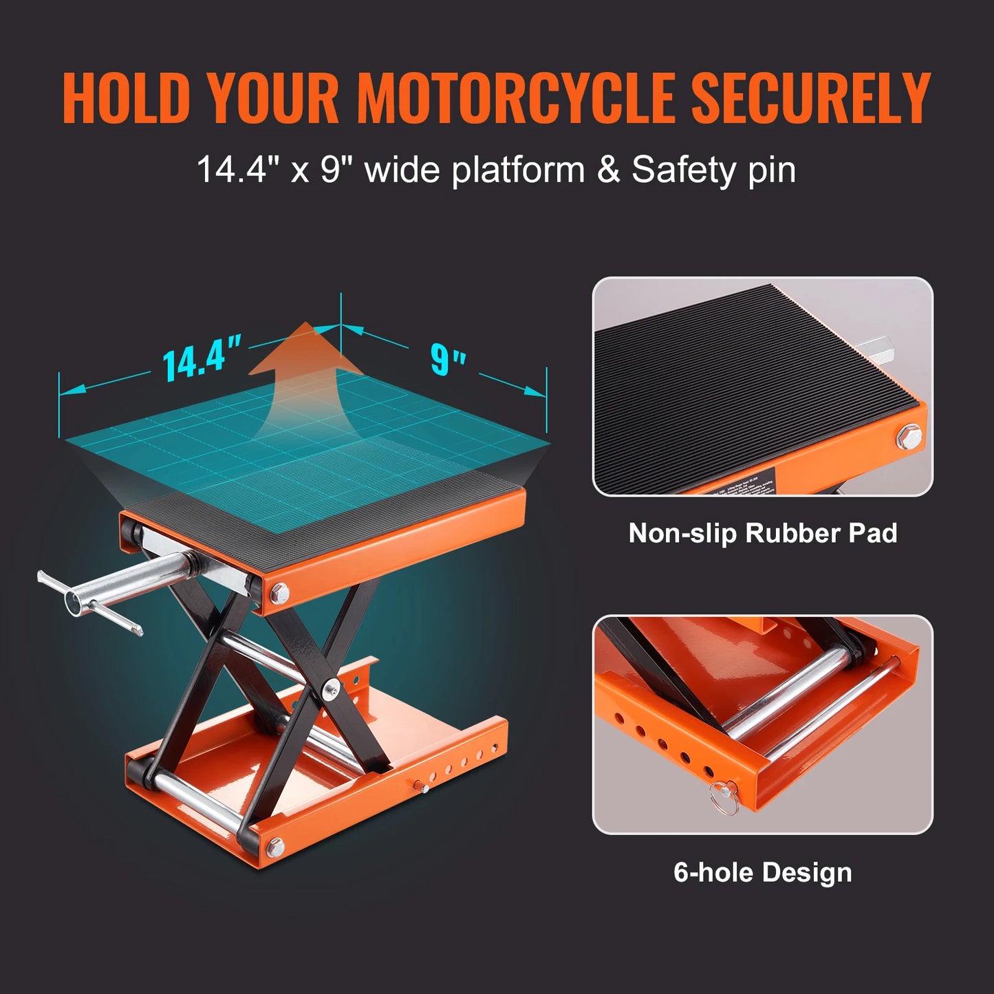 SucceBuy Motorcycle Lift Scissor Lift With Wide Deck Safety Pin