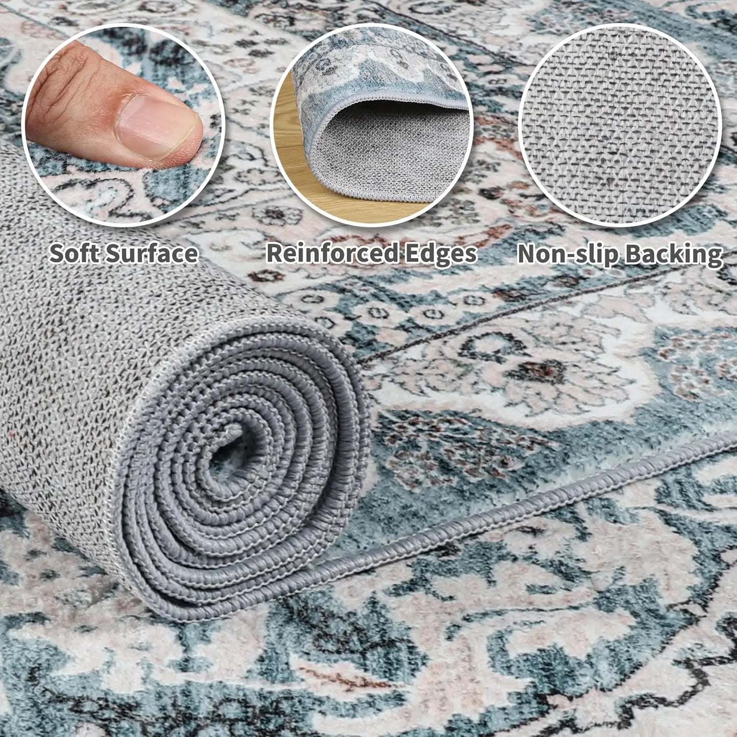 NoahasCN Nonslip Machine Washable Area Rug Living Room