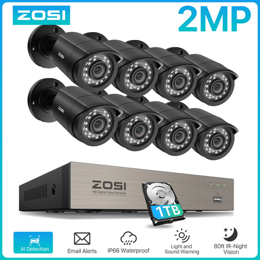 ZOSI 8CH CCTV System H265 Plus 5MP Lite DVR Kit 1080P