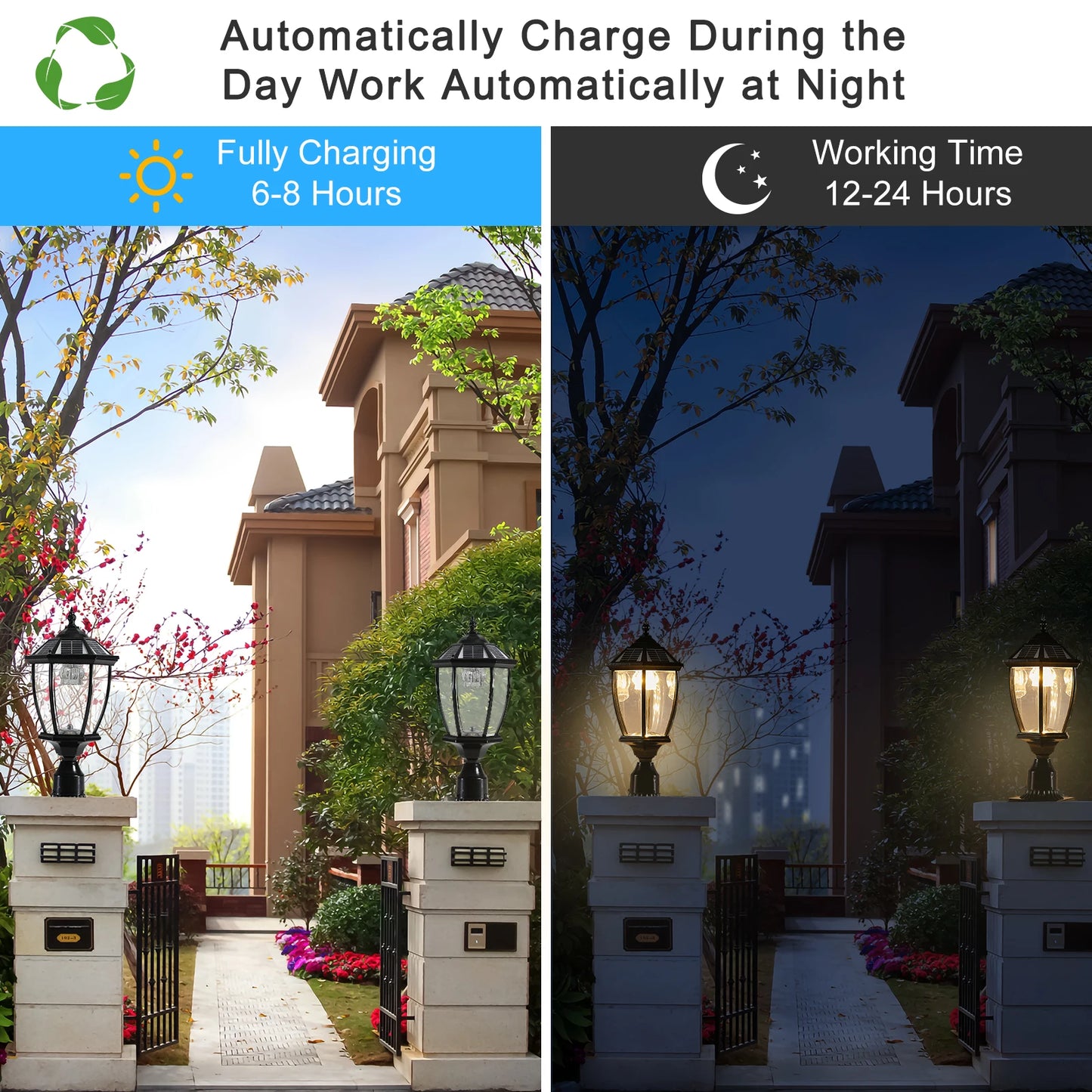 ARLGSITE Solar Powered Post Light Waterproof LED Lamp