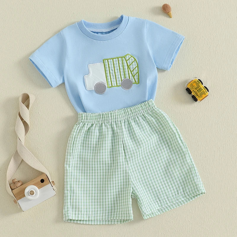 Baby Boy Dinosaur Print 2Pcs Casual Outfit Set Denim Shorts