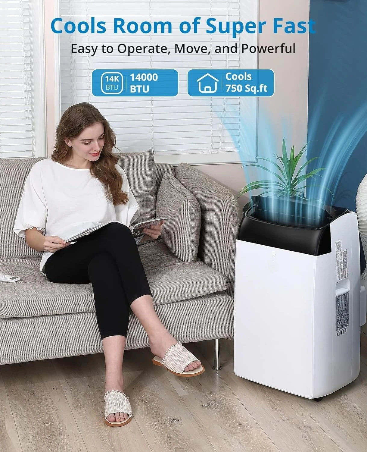 Portable Air Conditioner Dehumidifier And Fan Remote Timer Auto Swing