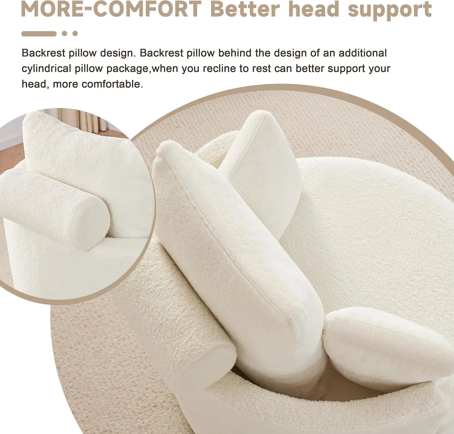 XMSJ Swivel Chair With Half Moon Storage Ottoman