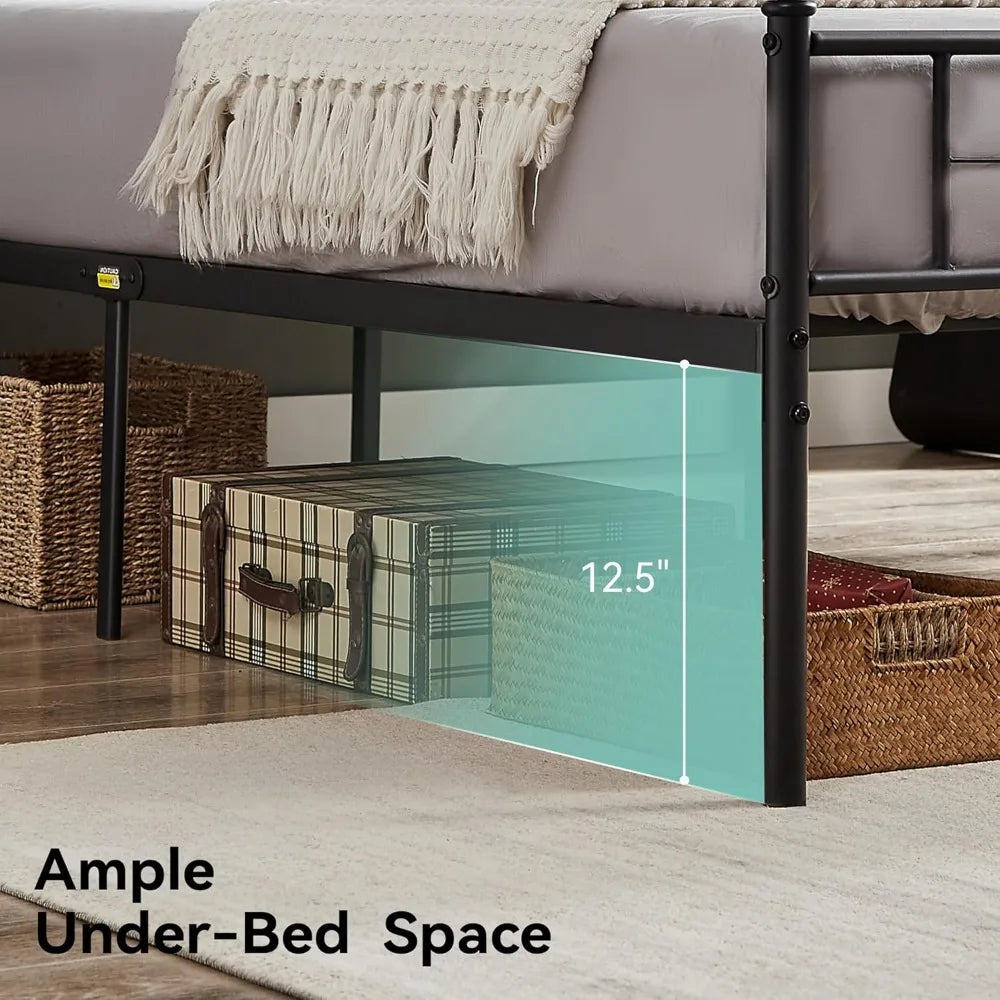 ZHUXIANG Bed Frame With Headboard Footboard No Box Spring