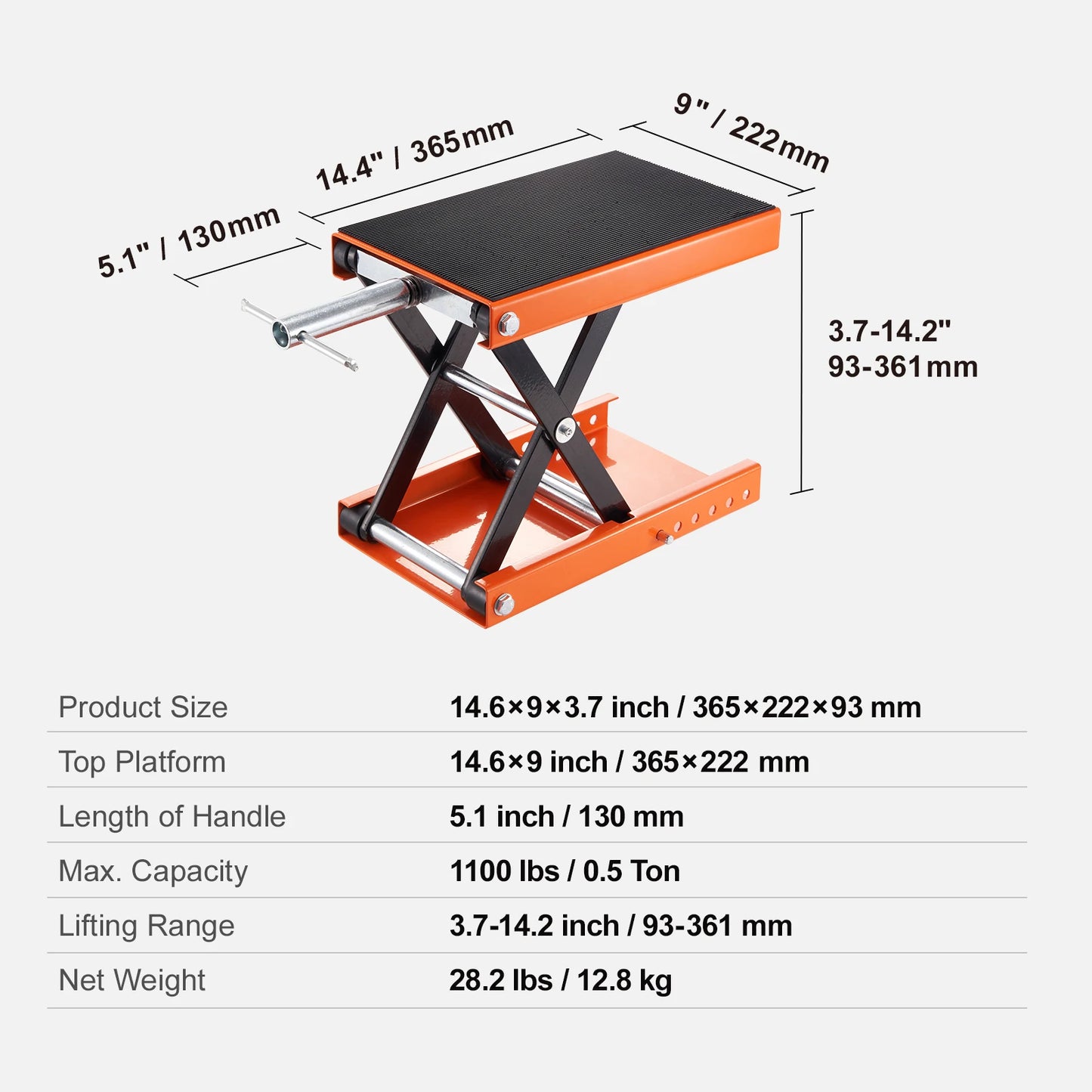 SucceBuy Motorcycle Lift Scissor Lift With Wide Deck Safety Pin