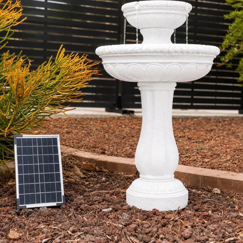 Freestanding Solar Water Fountain With Pump For Yard And Garden