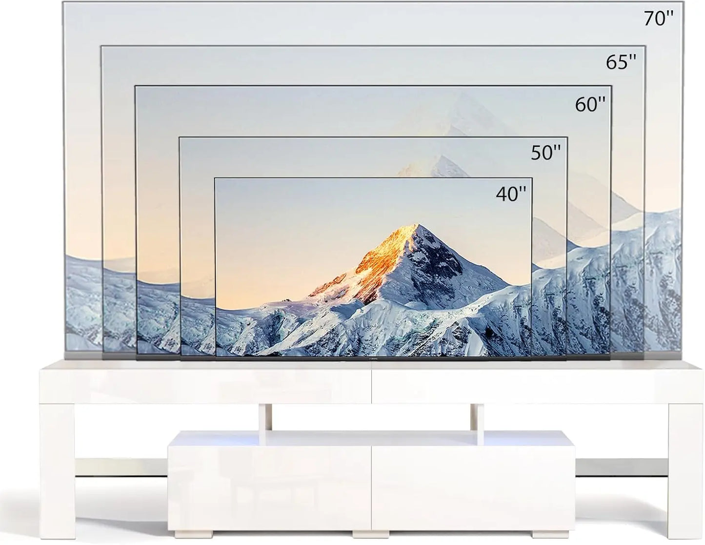 XMSJ High Gloss Modern Entertainment Center With LED Storage