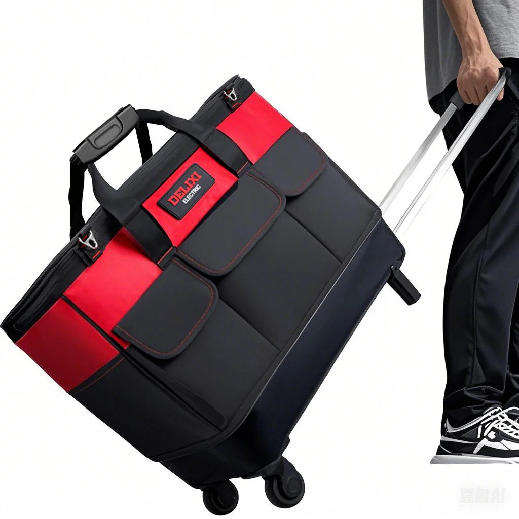 Delixi Electric Pull Rod Tool Bag With Multi Pocket Trolley