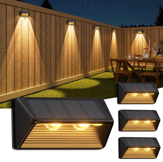 KPSTEK Solar Fence Step Lights LED for Walls and Yards