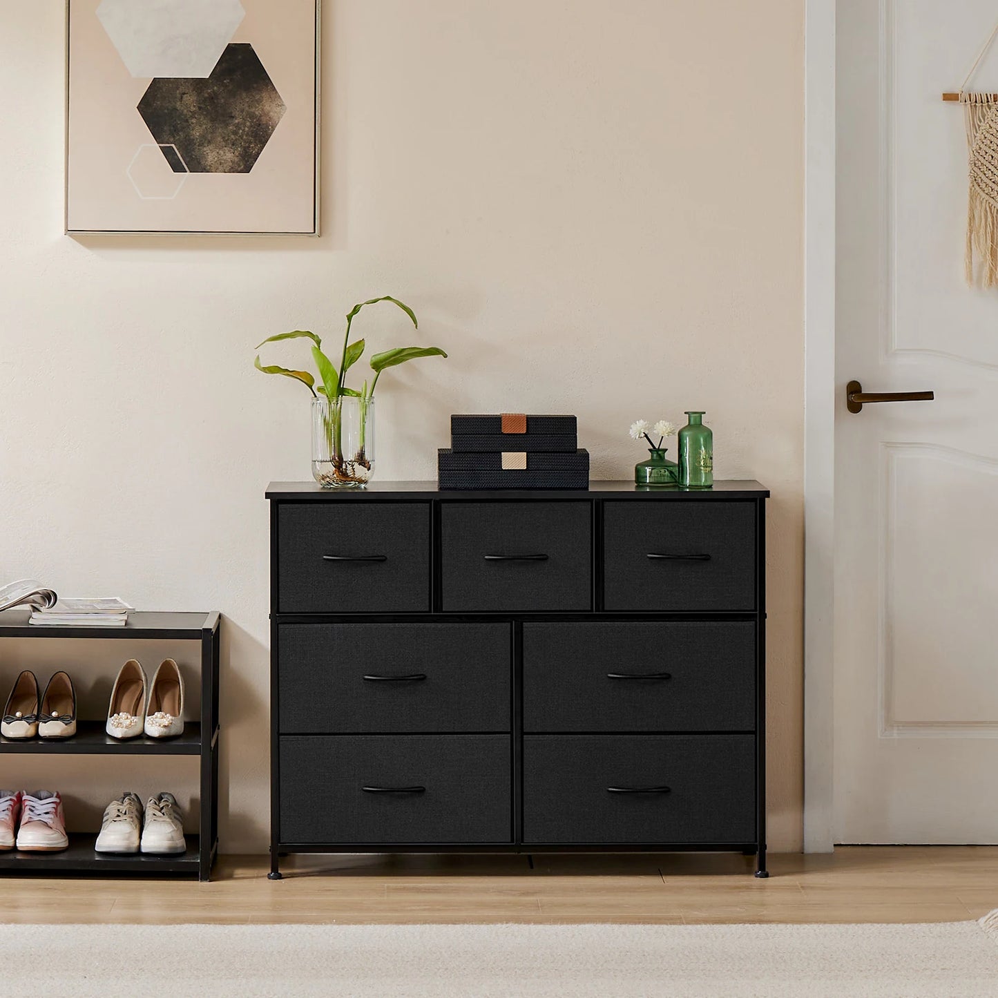 JHK Desser With 7 Fabric Drawers Organizer Storage Closet Chest