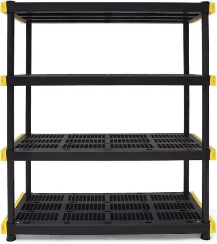 HUANHUI 4 Tier Heavy Duty Plastic Storage Shelving Unit