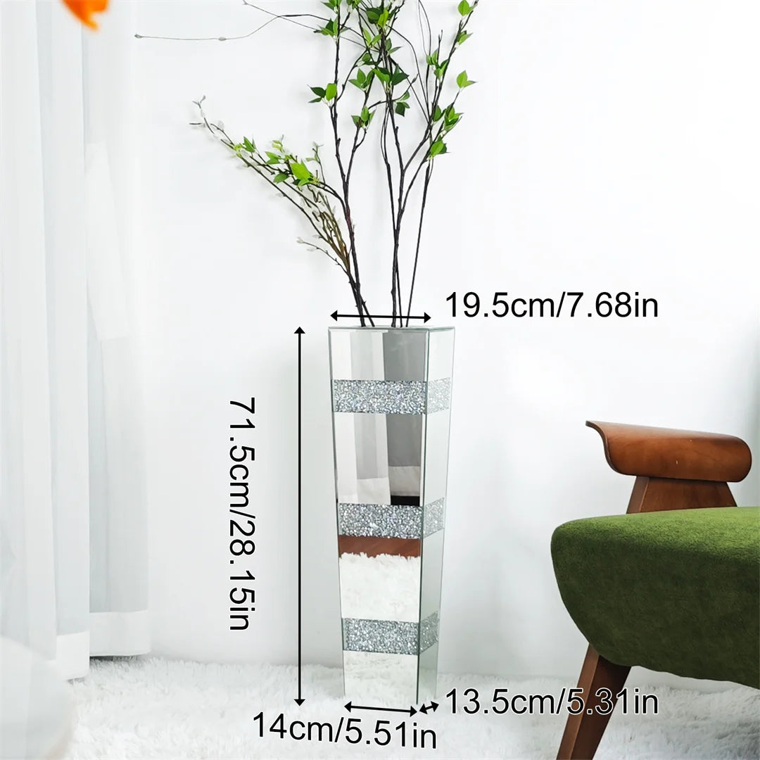 Function Modern Floor Vase Crystal Silver Mirrored
