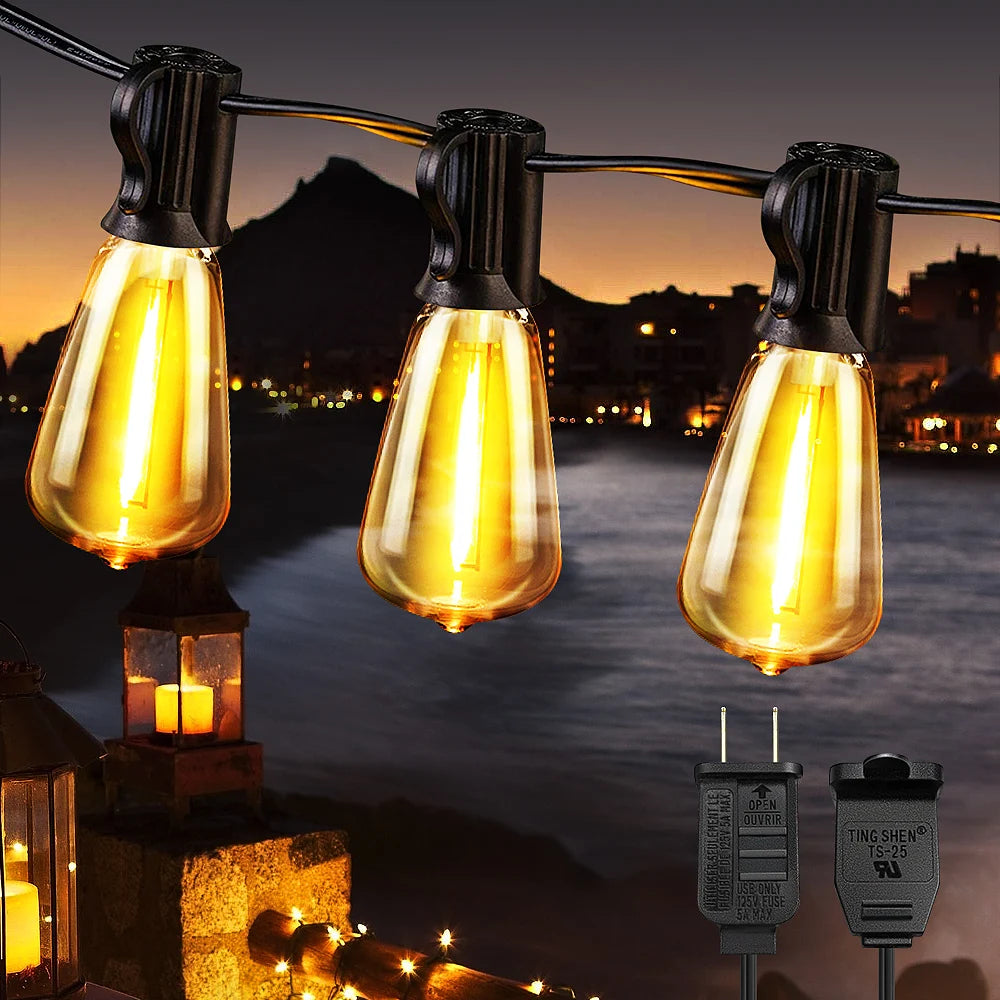 Aiopp LED Outdoor String Lights Shatterproof ST38 2200K
