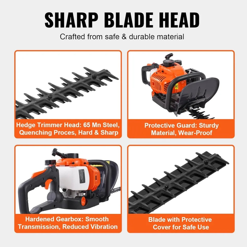 Gas Hedge Trimmer 26cc 23.2 Inch Dual Sided Blade Handheld