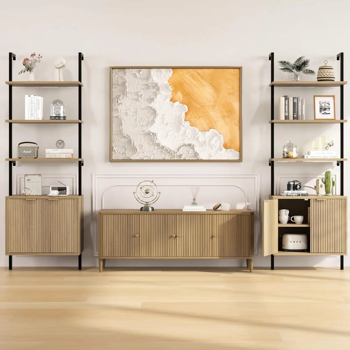 General Ladder Shelf With Cabinets Set Of 2 Wall Mount
