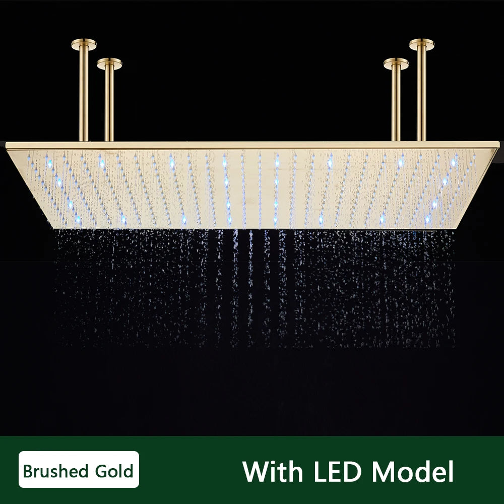 Rozin LED Rainfall Shower Head Ceiling Mounted With Installation Arm