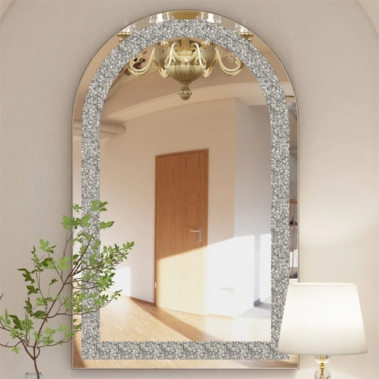 BORWARTH Crushed Diamond Crystal Glass Bevelled Wall Mirror