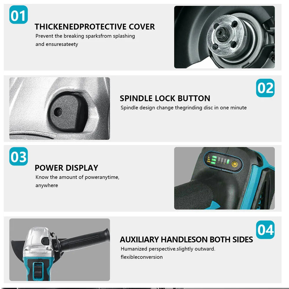 125mm Brushless Cordless Angle Grinder 18V Power Tool