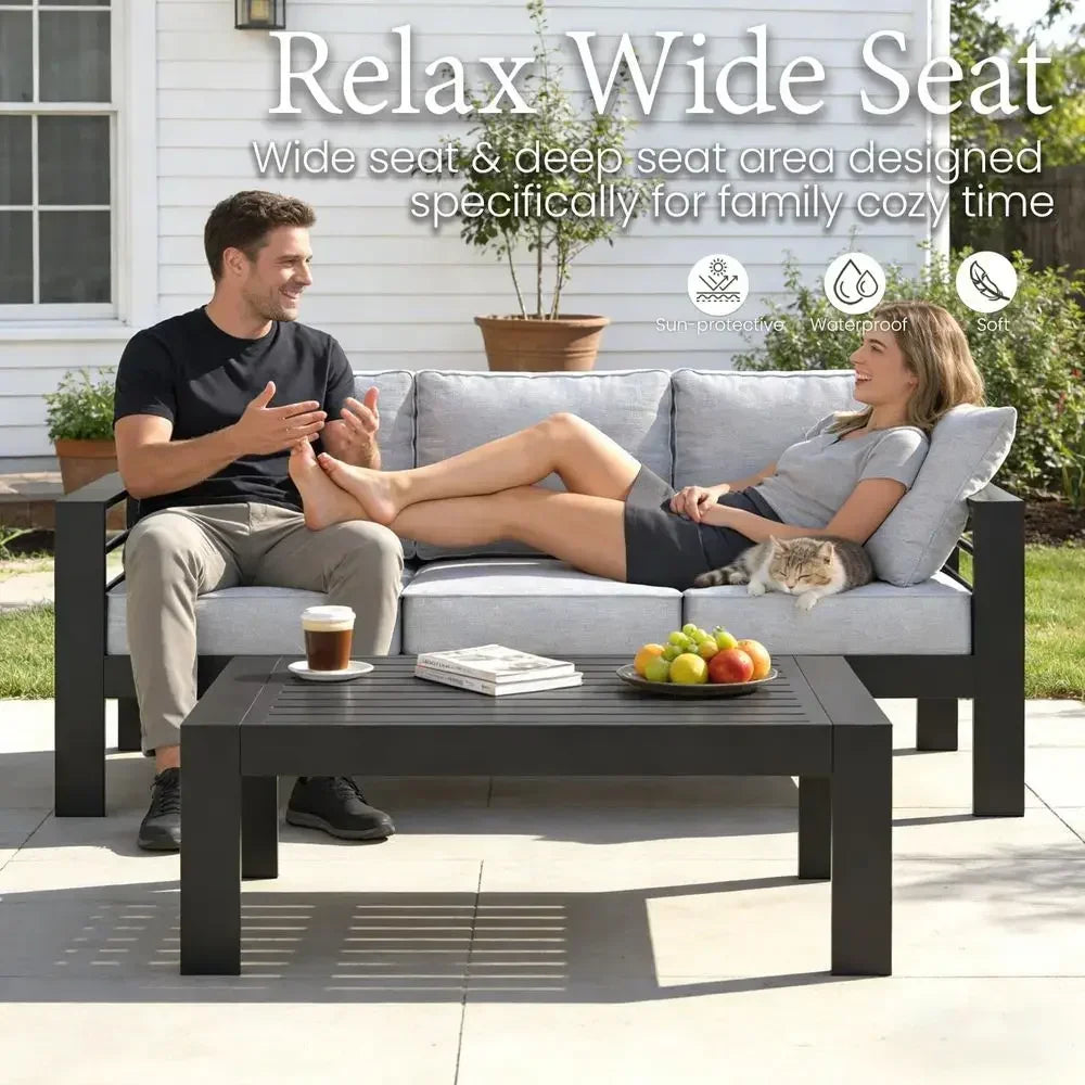 Outdoor Furniture Set 4 Piece Patio Sectional Sofa Coffee Table
