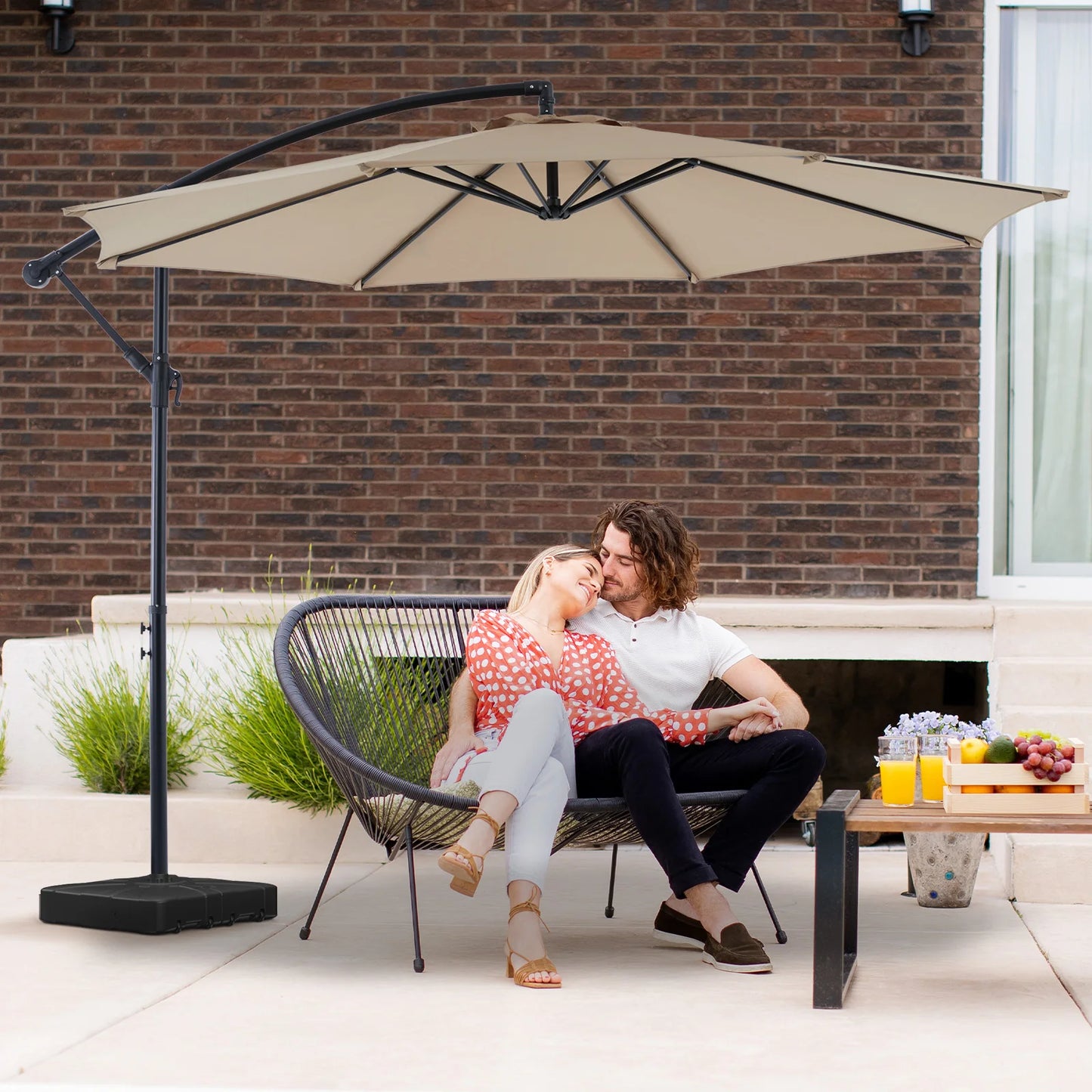 JHK Outdoor Cantilever Patio Umbrella With Easy Tilt Adjustment