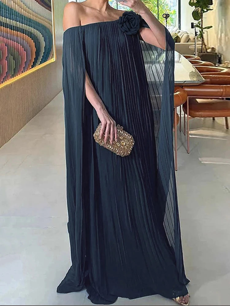 OSHOPLIVECN Off Shoulder Maxi Dress Women Loose Fit Elegant Evening