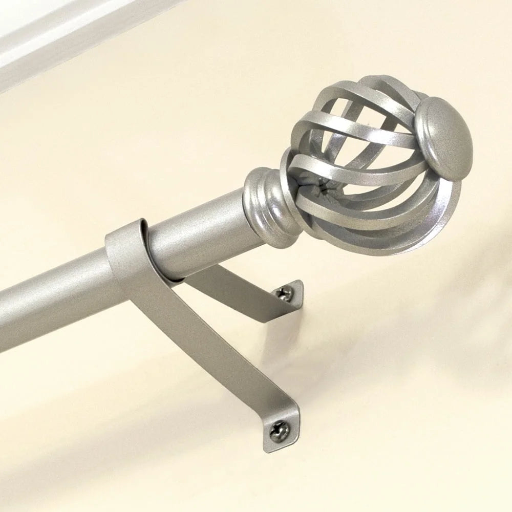 XMSJ Satin Nickel Twist Cage Curtain Rod Set Adjustable